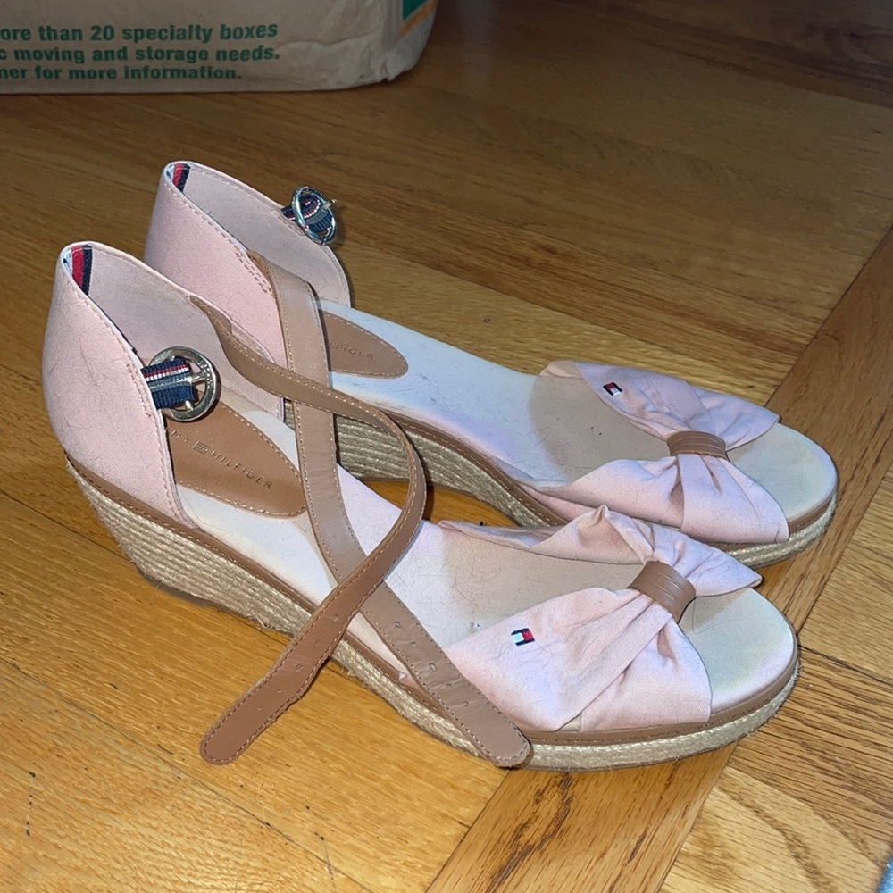 Tommy Hilfiger wedges bow baby pink